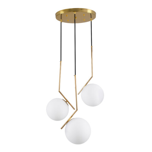 GloboStar® GLOBOSTAR® MONROE 00953 Μοντέρνο Κρεμαστό Φωτιστικό Οροφής με Ντουί 3 x E27 AC 220-240V IP20 - Χρυσό & Λευκό - Μ60 x Π60 x Υ50cm