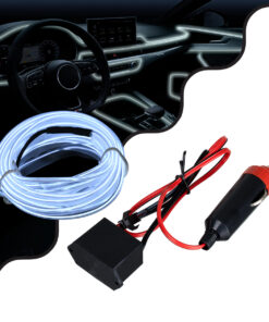 GloboStar® GloboStar® 82200 TUBE 360° Degree Διακοσμητική EL-Wire Neon Αυτοκινήτου Κορδόνι ΣΕΤ 3m 1W/3m 30lm/m 360° DC 12V με Βύσμα Αναπτήρα Αυτοκινήτου Αδιάβροχη IP68 Ψυχρό Λευκό 6000K