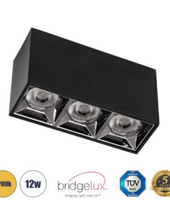 GloboStar® GloboStar® LUMINAR SUPERIOR 60325 Επιφανειακό LED Spot Downlight TrimLess 12W 1620lm 36° AC 220-240V IP20 Μ11.8 x Π4.2 x Υ6.6cm - Μαύρο με Κάτοπτρο Χρωμίου - Θερμό Λευκό 2700K - Bridgelux High Lumen Chip Gen2 - TÜV Certified Driver - 5 Years Warranty