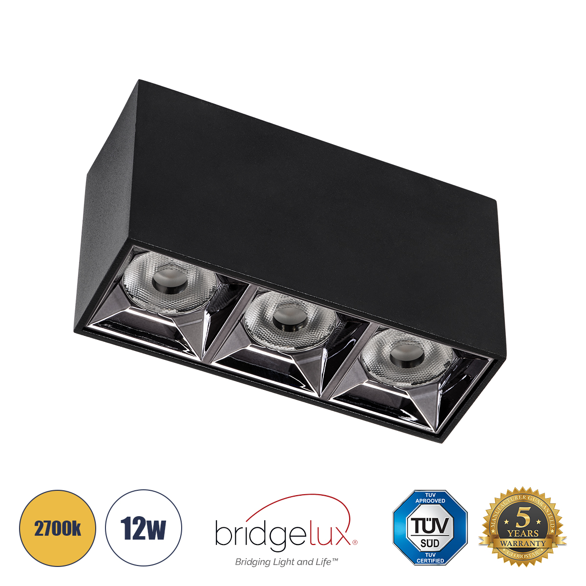 GloboStar® LUMINAR SUPERIOR 60325 Επιφανειακό LED Spot Downlight TrimLess 12W 1620lm 36° AC 220-240V IP20 Μ11.8 x Π4.2 x Υ6.6cm - Μαύρο με Κάτοπτρο Χρωμίου - Θερμό Λευκό 2700K - Bridgelux High Lumen Chip Gen2 - TÜV Certified Driver - 5 Years Warranty 3 GloboStar® GloboStar® LUMINAR SUPERIOR 60325 Επιφανειακό LED Spot Downlight TrimLess 12W 1620lm 36° AC 220-240V IP20 Μ11.8 x Π4.2 x Υ6.6cm - Μαύρο με Κάτοπτρο Χρωμίου - Θερμό Λευκό 2700K - Bridgelux High Lumen Chip Gen2 - TÜV Certified Driver - 5 Years Warranty