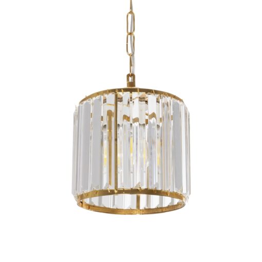 GloboStar® GLOBOSTAR® GLAMOROUS 203-0093 Κλασικό Κρεμαστό Φωτιστικό Οροφής με Ντουί 1 x E27 AC 220-240V IP20 - Χρυσό & Διάφανο - Μ19 x Π19 x Υ16.5cm