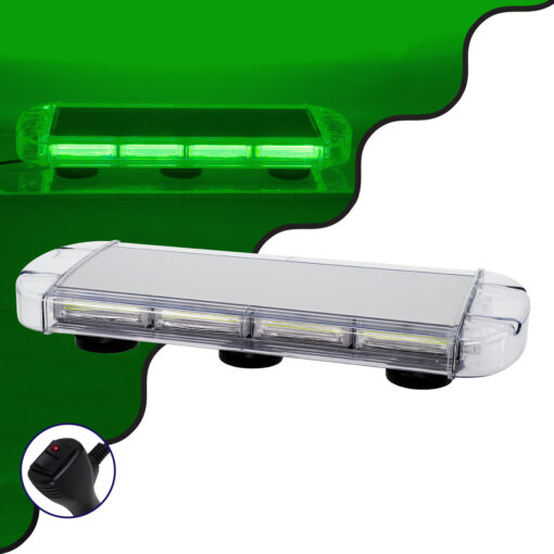 GloboStar® GloboStar® 85181 PRO Series Φάρος Σήμανσης Οχήματος Security - Ασφαλείας για Αυτοκίνητα & Φορτηγά 6 Προγραμμάτων Φωτισμού STROBE LED COB 100W DC 10-30V Αδιάβροχος IP66 Πράσινο