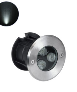 GloboStar® GloboStar® UNDERGROUND-FANI S-90980 Χωνευτό Φωτιστικό Σποτ Δαπέδου LED 12W 1200lm 60° DC 24V Αδιάβροχο IP68 Φ10 x Υ7.5cm Ψυχρό Λευκό 6000K - Ανοξείδωτο Ατσάλι