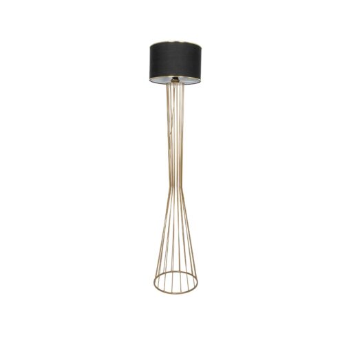 GloboStar® GloboStar® NOVA 201-0042 Μοντέρνο Επιδαπέδιο Φωτιστικό 1 x E27 IP20 Χρυσό Μεταλλό με Μαύρο Ύφασμα - Μ32 x Π32 x Υ152cm