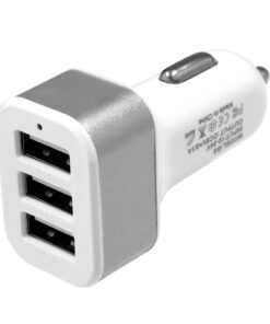 GloboStar® Globostar® 79501 Ασημί Φορτιστής Αυτοκινήτου DC 12-24V με 3 Εξόδους USB DC 5V Max 3.1A 20W και Καλώδιο USB σε Type-C