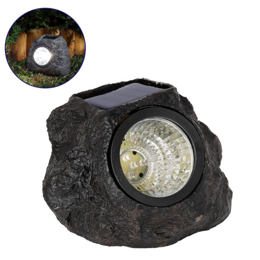 GloboStar® GloboStar® 71484 Αυτόνομο Ηλιακό Φωτιστικό LED SMD 1W 100lm με Ενσωματωμένη Μπαταρία 600mAh - Φωτοβολταϊκό Πάνελ με Αισθητήρα Ημέρας-Νύχτας Αδιάβροχο IP65 Διακοσμητική Πέτρα - Βράχος Κήπου Ψυχρό Λευκό 6000K