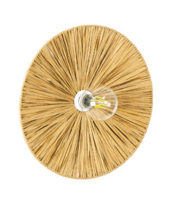 GloboStar® GloboStar® COLOMBO 02283 Boho Επιτοίχιο Φωτιστικό Απλίκα Μονόφωτο 1 x E27 IP20 Μπεζ Raffia - Μ40 x Π40 x Υ9cm
