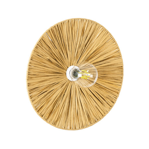 GloboStar® GloboStar® COLOMBO 02283 Boho Επιτοίχιο Φωτιστικό Απλίκα Μονόφωτο 1 x E27 IP20 Μπεζ Raffia - Μ40 x Π40 x Υ9cm