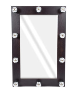 Alternative view of GloboStar® MAKEUP MIRROR-60x90-2 Μοντέρνος Καθρέπτης Μακιγιάζ με Πλαίσιο Φυσικού Ξύλου με Διακόπτη On/Off 10 x E27 AC220-240V - Μ60 x Π7 x Υ90cm - Καφέ Wenge