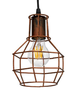 GloboStar® GLOBOSTAR® CAGE 00866 Vintage Κρεμαστό Φωτιστικό Οροφής με Ντουί 1 x E27 AC 220-240V IP20 - Χάλκινο - Μ15 x Π15 x Υ22cm