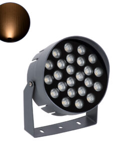 GloboStar® GLOBOSTAR® FLOOD-NIGMA 90377 Προβολέας Σποτ Wall Washer με Αντιθαμβωτική Γρίλια LED 24W 2040lm 30° DC 24V Αδιάβροχο IP65 Πορτοκαλί 2200K Dimmable - Γκρι Ανθρακί - Μ15 x Π15 x Υ9.1cm - 3 Χρόνια Εγγύηση