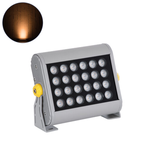 GloboStar® GLOBOSTAR® FLOOD-HENA 90444 Προβολέας Σποτ Wall Washer LED 24W 2040lm 30° AC 220-240V Αδιάβροχο IP67 Πορτοκαλί 2200K - Ασημί - Μ22.5 x Π6 x Υ16.5cm - 3 Χρόνια Εγγύηση
