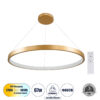 GloboStar® GLOBOSTAR® NEMESIS 61163 Μοντέρνο Κρεμαστό Φωτιστικό Οροφής LED 67W 7689lm 360° AC 220-240V IP20 Ρυθμιζόμενο Λευκό CCT με Χειριστήριο από 2700K έως 6000K Dimmable - Lumileds SMD Chip - Χρυσό Βούρτσας - Μ80 x Π80 x Υ4cm - 3 Χρόνια Εγγύηση