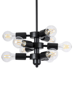 GloboStar® GloboStar® DELIR 01035 Μοντέρνο Φωτιστικό Οροφής Πλέγμα Πολύφωτο 9 x E27 IP20 Μαύρο Μέταλλο - Μ24 x Π24 x Υ23cm