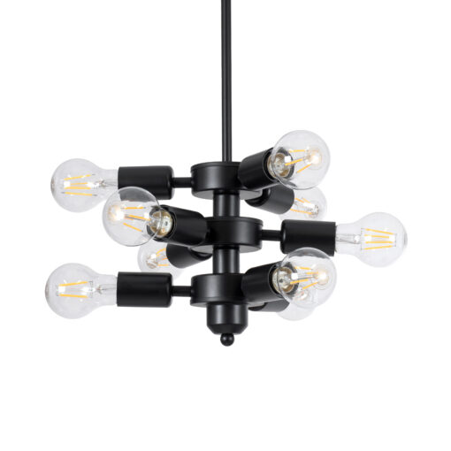 GloboStar® GloboStar® DELIR 01035 Μοντέρνο Φωτιστικό Οροφής Πλέγμα Πολύφωτο 9 x E27 IP20 Μαύρο Μέταλλο - Μ24 x Π24 x Υ23cm
