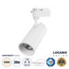 GloboStar® GloboStar® LUGANO 60813 Μονοφασικό Φωτιστικό Σποτ Ράγας LED 30W 3750lm 36° Acrylic HQ LENS AC 220-240V IP20 Φ7.5 x Υ22.7cm Φυσικό Λευκό 4500K - EUROTRACK® System 1L+1N - Λευκό - Bridgelux Chip - TÜV Certified Driver - 5 Χρόνια Εγγύηση