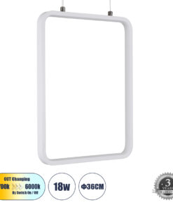 GloboStar® GLOBOSTAR® NEROBA 61303 Μοντέρνο Κρεμαστό Φωτιστικό Οροφής LED 18W 1980lm 360° AC 220-240V IP20 Ρυθμιζόμενο Λευκό CCT με On/Off 2700K/4500K/6000K - Lumileds SMD Chip - Λευκό - Μ29 x Π2 x Υ36cm - 3 Χρόνια Εγγύηση