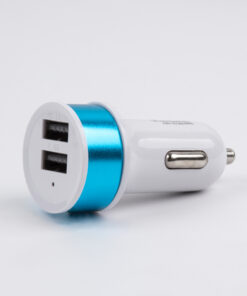 GloboStar® Globostar® S-90989 Μπλε Φορτιστής Αυτοκινήτου DC 12-24V με 2 Εξόδους USB DC 5V 1.0Α & 2.1A