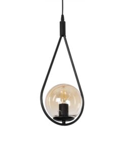 GloboStar® GLOBOSTAR® DROP 201-0016 Vintage Κρεμαστό Φωτιστικό Οροφής με Ντουί 1 x E27 AC 220-240V IP20 - Μαύρο & Μελί - Μ20 x Π15 x Υ47cm