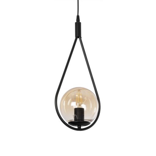 GloboStar® GLOBOSTAR® DROP 201-0016 Vintage Κρεμαστό Φωτιστικό Οροφής με Ντουί 1 x E27 AC 220-240V IP20 - Μαύρο & Μελί - Μ20 x Π15 x Υ47cm