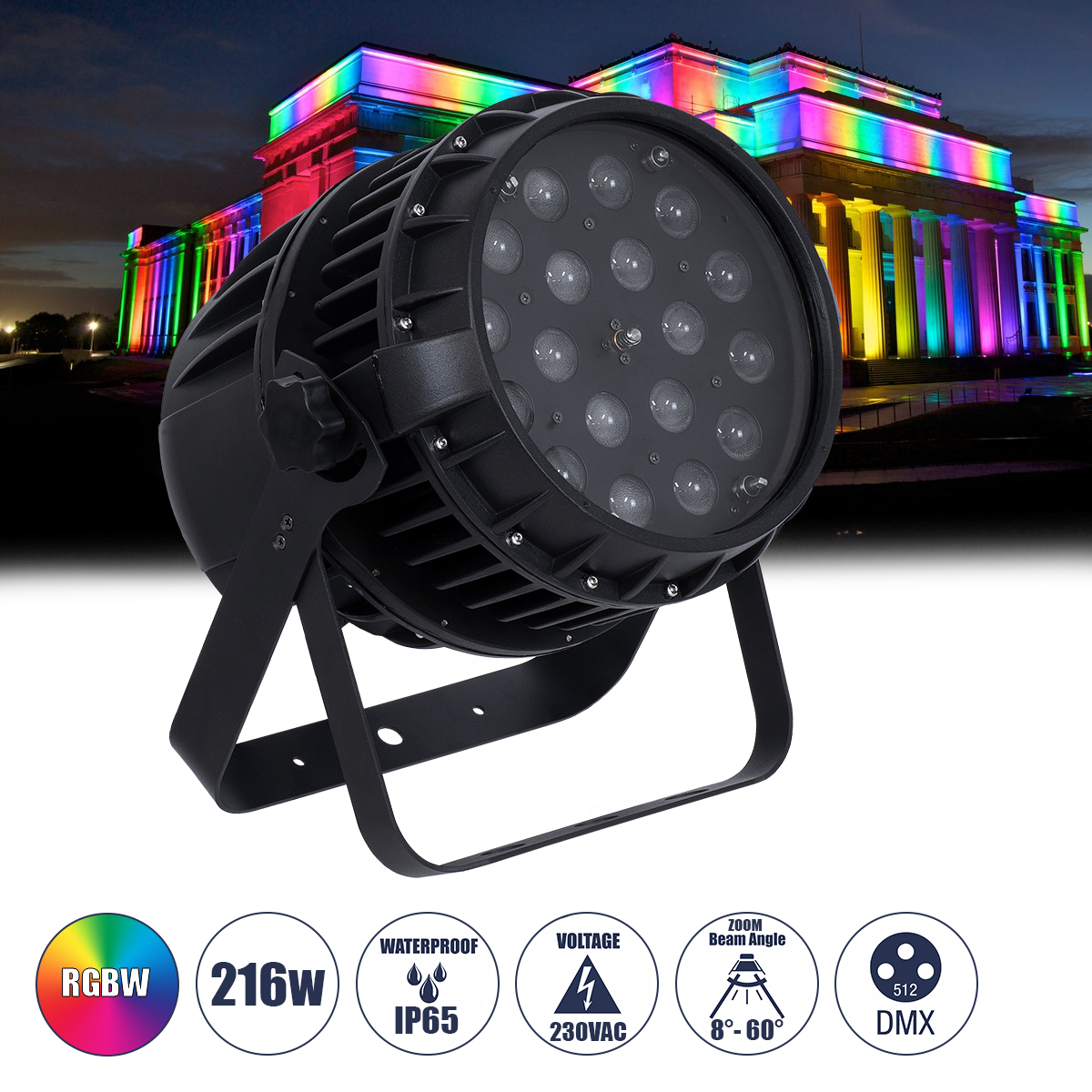 GloboStar® 51114 MINOTAUR Επαγγελματική Κεφαλή PAR DMX512 216W AC 220V-240V 4in1 BEAM - WASH - SPOT - ZOOM 8° - 60° OSRAM LED Αδιάβροχη IP65 RGBW - Μαύρο - L24.8 x W28 x H37cm 2 GloboStar® GloboStar® 51114 MINOTAUR Επαγγελματική Κεφαλή PAR DMX512 216W AC 220V-240V 4in1 BEAM - WASH - SPOT - ZOOM 8° - 60° OSRAM LED Αδιάβροχη IP65 RGBW - Μαύρο - L24.8 x W28 x H37cm