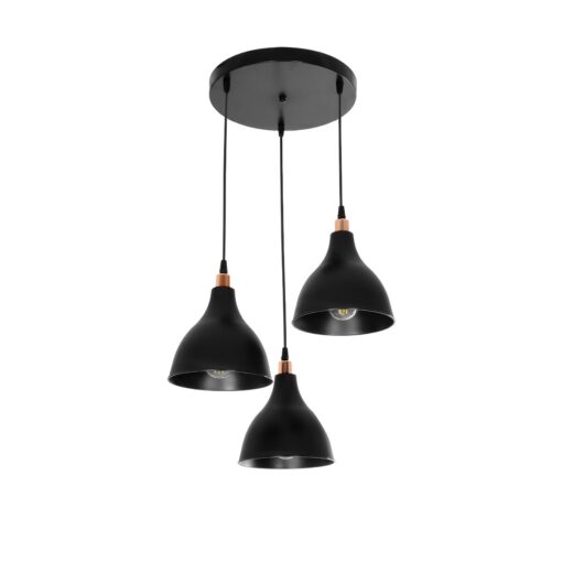 GloboStar® GLOBOSTAR® RADE 203-0127 Μοντέρνο Κρεμαστό Φωτιστικό Οροφής με Ντουί 3 x E27 AC 220-240V IP20 - Μαύρο & Χάλκινο - Μ40 x Π40 x Υ40cm