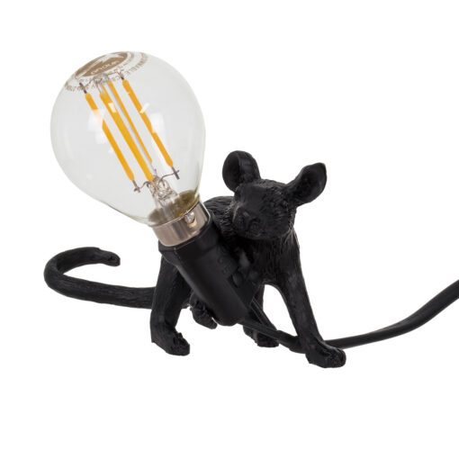GloboStar® GloboStar® MOUSE 00675 Vintage Επιτραπέζιο Φωτιστικό Πορτατίφ Μονόφωτο 1 x E12 IP20 Μαύρο Πλαστικό - Μ13 x Π4 x Υ7cm