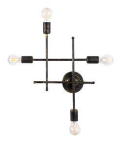 GloboStar® GloboStar® PIPING 00663 Vintage Επιτοίχιο Φωτιστικό Πολύφωτο 4xE27 IP20 Μπρούτζινο Μέταλλο - Μ40 x Π9 x Υ52cm