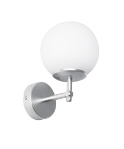 GloboStar® GloboStar® DALPH 203-0031 Vintage Επιτοίχιο Φωτιστικό Απλίκα Μονόφωτο 1 x E27 IP20 Ασημί Μέταλλο με Λευκό Γυαλί - M18 x Π15 x Υ23cm