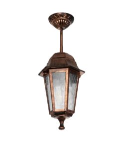 GloboStar® GloboStar® VITRO 203-0194 Vintage Κρεμαστό Φωτιστικό Φαναράκι Μονόφωτο 1 x E27 IP44 Χάλκινο Πλαστικό - Μ17 x Π17 x Υ28cm