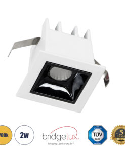 GloboStar® GloboStar® LUMINAR SUPERIOR 60315 Χωνευτό LED Spot Downlight TrimLess 2W 270lm 36° AC 220-240V IP20 Μ4.3 x Π4.3 x Υ4.5cm - Λευκό με Μαύρο Κάτοπτρο - Θερμό Λευκό 2700K - Bridgelux High Lumen Chip Gen2 - TÜV Certified Driver - 5 Years Warranty