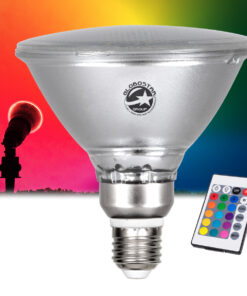 GloboStar® GLOBOSTAR® GARDENPAR 60233 Σποτ E27 PAR38 Σκληρού Υάλου με IR Ασύρματο Χειριστήριο LED 18W 1200lm 60° AC 220-240V Αδιάβροχο IP65 Πολύχρωμο RGB Dimmable - Μ12 x Π12 x Υ13cm - 3 Χρόνια Εγγύηση