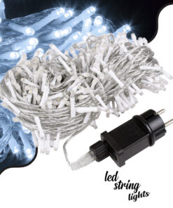 GloboStar® 85840 Διακοσμητική Γιρλάντα 33 Μέτρα με Controller 8 Προγραμμάτων Εναλλαγών Φωτισμού - Επεκτεινόμενη 300 LED 3.6W AC 230V με Διάφανο Καλώδιο & Πρίζα Schuko Αδιάβροχη IP44 Ψυχρό Λευκό 6000K Μ33m