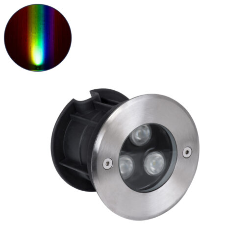 GloboStar® GLOBOSTAR® UNDERWATER-HUNI 90416 Υποβρύχιο Χωνευτό Σποτ για Σιντριβάνια/Πισίνες LED 3W 255lm 30° DC 24V Αδιάβροχο IP68 RGBW DMX512 Dimmable - Ανοξείδωτο Ατσάλι 304 - Φ10 x Υ7.5cm - Q9.5 - 3 Χρόνια Εγγύηση