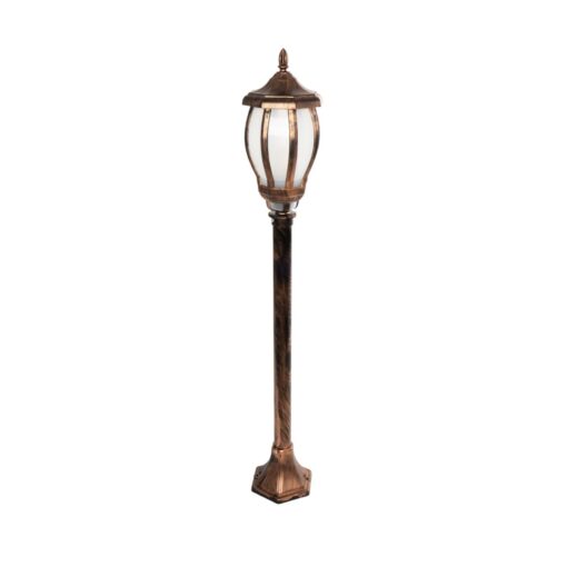 GloboStar® GloboStar® VERDI 203-0236 Vintage Επιδαπέδιο Φωτιστικό Κολωνάκι Κήπου Μονόφωτο 1 x E27 IP44 Χάλκινο & Διάφανο Πλαστικό - Μ17 x Π17 x Υ104cm