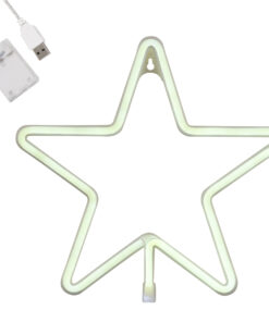 GloboStar® GloboStar® 78584 Φωτιστικό Ταμπέλα Φωτεινή Επιγραφή NEON LED Σήμανσης STAR 5W με Καλώδιο Τροφοδοσίας USB - Μπαταρίας 3xAAA (Δεν Περιλαμβάνονται) - Ψυχρό Λευκό 6000K