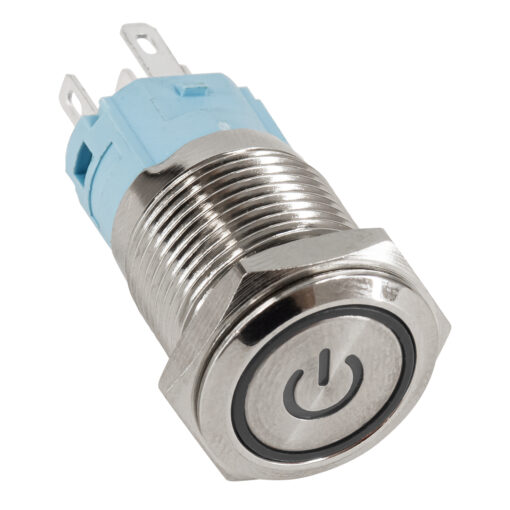 GloboStar® GloboStar® 70770 LED Φωτιζόμενος Διακόπτης Χωνευτός - Μπουτόν On/Off Ανοξείδωτος AC 220-240V Αδιάβροχο IP67 Φ18mm με Angel Eye Ψυχρό Λευκό 6000K