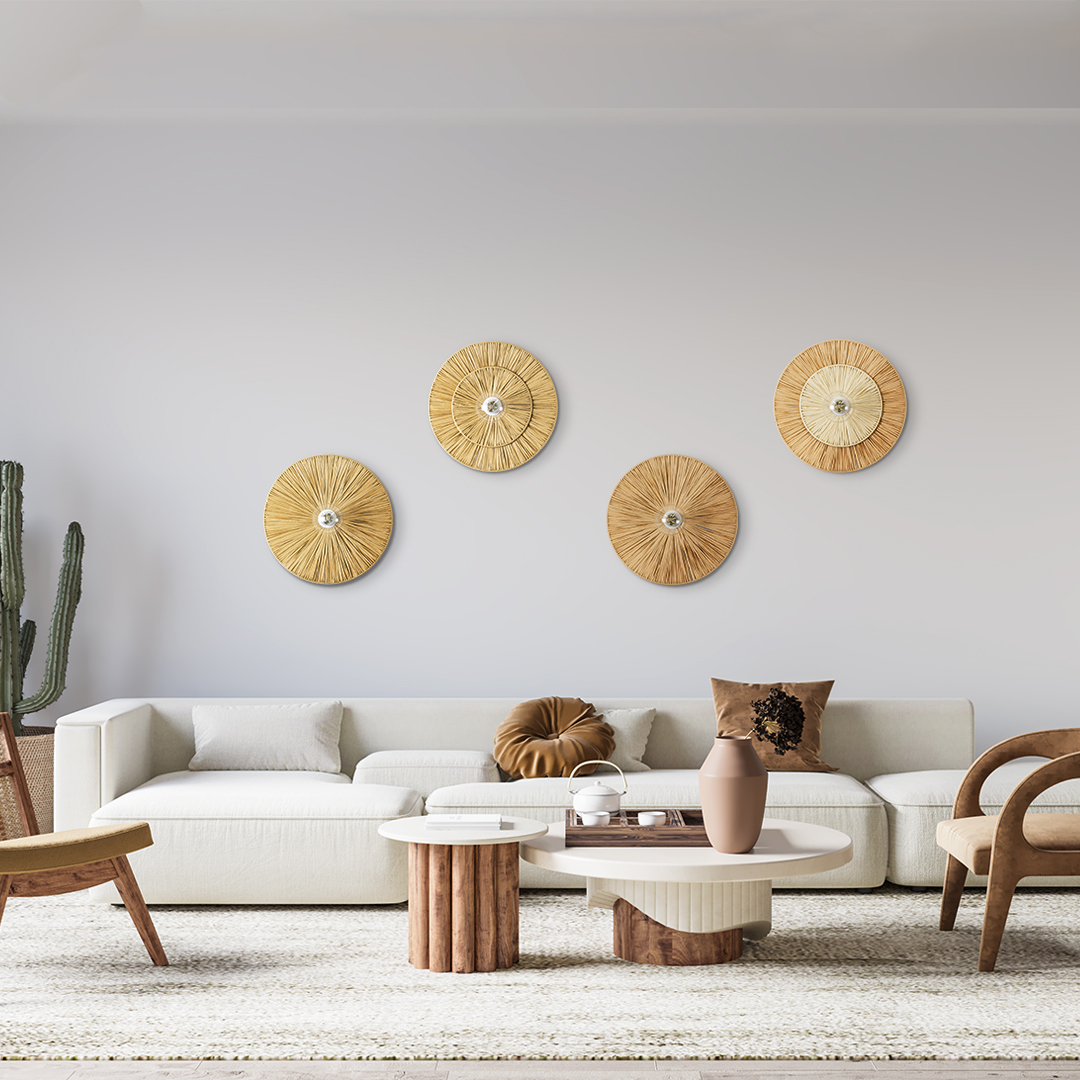 GloboStar® COLOMBO 02278 Boho Επιτοίχιο Φωτιστικό Απλίκα Μονόφωτο 1 x E27 IP20 Μπεζ Raffia - Μ40 x Π40 x Υ9cm 9 GloboStar® COLOMBO 02278 Boho Επιτοίχιο Φωτιστικό Απλίκα Μονόφωτο 1 x E27 IP20 Μπεζ Raffia - Μ40 x Π40 x Υ9cm - Image 7