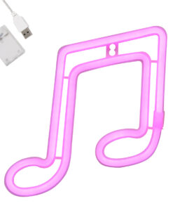 GloboStar® GloboStar® 78571 Φωτιστικό Ταμπέλα Φωτεινή Επιγραφή NEON LED Σήμανσης MUSIC NOTE 5W με Καλώδιο Τροφοδοσίας USB - Μπαταρίας 3xAAA (Δεν Περιλαμβάνονται) - Ροζ