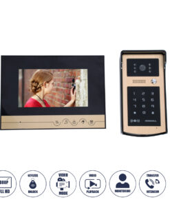 GloboStar® GloboStar® 86059 Σετ Θυροτηλεόρασης με Έγχρωμη Οθόνη Αφής 7" και Κάμερα 1080P HD & 4 Επαγωγικά Κλειδιά για Ηλεκτρονικές Κλειδαριές - Μαύρο - Χρυσό