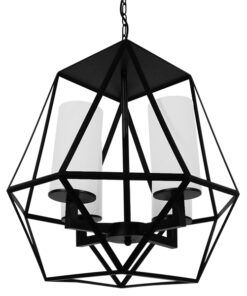 GloboStar® GLOBOSTAR® DASTAR 01001-1 Vintage Κρεμαστό Φωτιστικό Οροφής με Ντουί 4 x E27 AC 220-240V IP20 - Μαύρο & Λευκό - Μ52 x Π52 x Υ53cm