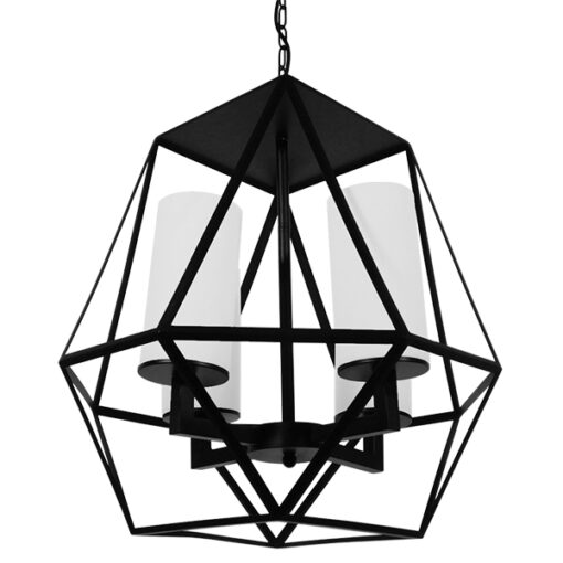 GloboStar® GLOBOSTAR® DASTAR 01001-1 Vintage Κρεμαστό Φωτιστικό Οροφής με Ντουί 4 x E27 AC 220-240V IP20 - Μαύρο & Λευκό - Μ52 x Π52 x Υ53cm