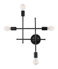 GloboStar® GloboStar® PIPING 00661 Vintage Επιτοίχιο Φωτιστικό Πολύφωτο 4 x E27 IP20 Μαύρο Μέταλλο - Μ40 x Π9 x Υ52cm