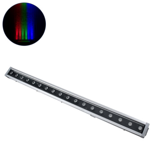 GloboStar® GloboStar® WASHER-DAIA S-90995 Μπάρα Φωτισμού Wall Washer LED 54W 5400lm 30° AC 230V Αδιάβροχο IP65 Μ100 x Π7.5 x Υ7cm Πολύχρωμο RGB DMX512 Display on Body - Ασημί