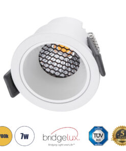 GloboStar® GLOBOSTAR® PLUTO-S 60249 Χωνευτό Downlight Σποτ με Honeycomb Anti Glare Reflector LED 7W 875lm 38° AC 220-240V IP20 Θερμό Λευκό 2700K - Bridgelux COB Chip & TÜV SÜD Driver - Λευκό Ματ - Μ6.4 x Π6.4 x Υ4.9cm / Q5.5cm - 5 Χρόνια Εγγύηση