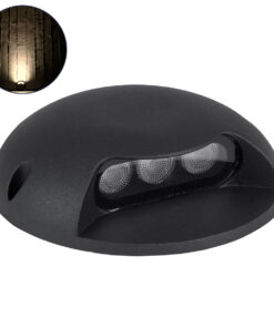 GloboStar® GLOBOSTAR® STEP-LUNA 90616 Αρχιτεκτονικό Φωτιστικό Διαδρόμου/Σκαλοπατιού LED 3W 330lm 10° DC 24V Αδιάβροχο IP65 Θερμό Λευκό 2700K Dimmable - Μαύρο - Φ12 x Υ3cm - 3 Χρόνια Εγγύηση