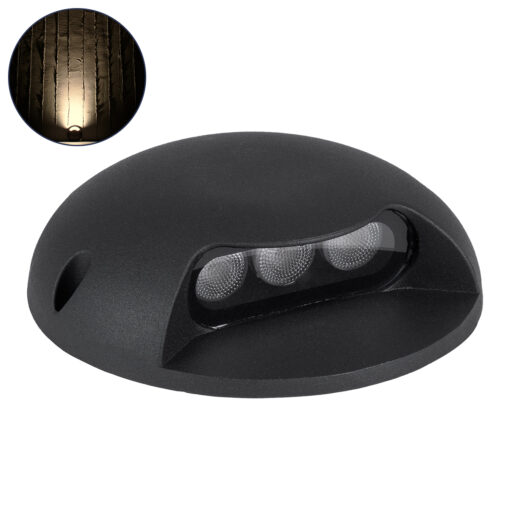 GloboStar® GLOBOSTAR® STEP-LUNA 90616 Αρχιτεκτονικό Φωτιστικό Διαδρόμου/Σκαλοπατιού LED 3W 330lm 10° DC 24V Αδιάβροχο IP65 Θερμό Λευκό 2700K Dimmable - Μαύρο - Φ12 x Υ3cm - 3 Χρόνια Εγγύηση
