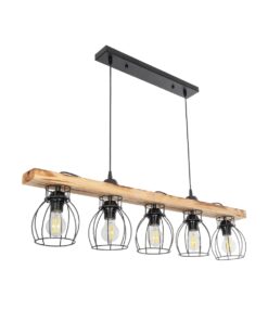 GloboStar® GLOBOSTAR® BARISTA 203-0095 Vintage Κρεμαστό Φωτιστικό Οροφής με Ντουί 5 x E27 AC 220-240V IP20 - Μπεζ & Μαύρο - Μ100 x Π14.5 x Υ26cm