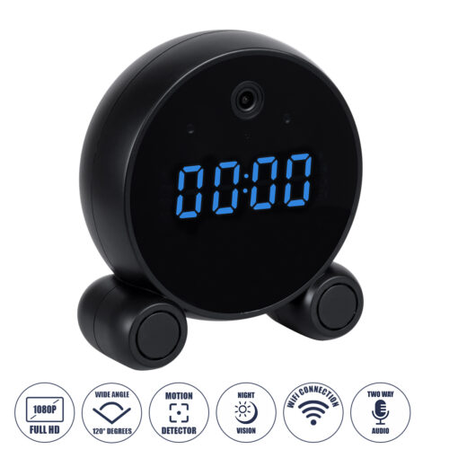 GloboStar® GloboStar® 86016 Rechargeable Table Camera 2MP WiFi HD 1080P 120° 5000mAh Two Way Audio Motion Detection & Digital Clock - Επαναφορτιζόμενη Επιτραπέζια Κάμερα 2MP WiFi HD 1080P 120° 5000mAh Διπλή Κατέυθυνση Ομιλίας Ανιχνευτή Κίνησης Ψηφιακό Ρολόι - Μαύρο