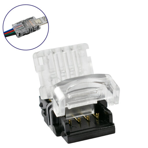 GloboStar® GLOBOSTAR® STRIPART 70724 Ενωτικός Ταχυσύνδεσμος για Πολύχρωμη RGB Ταινία LED 4Pin 10mm σε Καλώδιο Τροφοδοσίας 4Pin Αδιάβροχο IP65 - Μ1.5 x Π2.4 x Υ0.8cm
